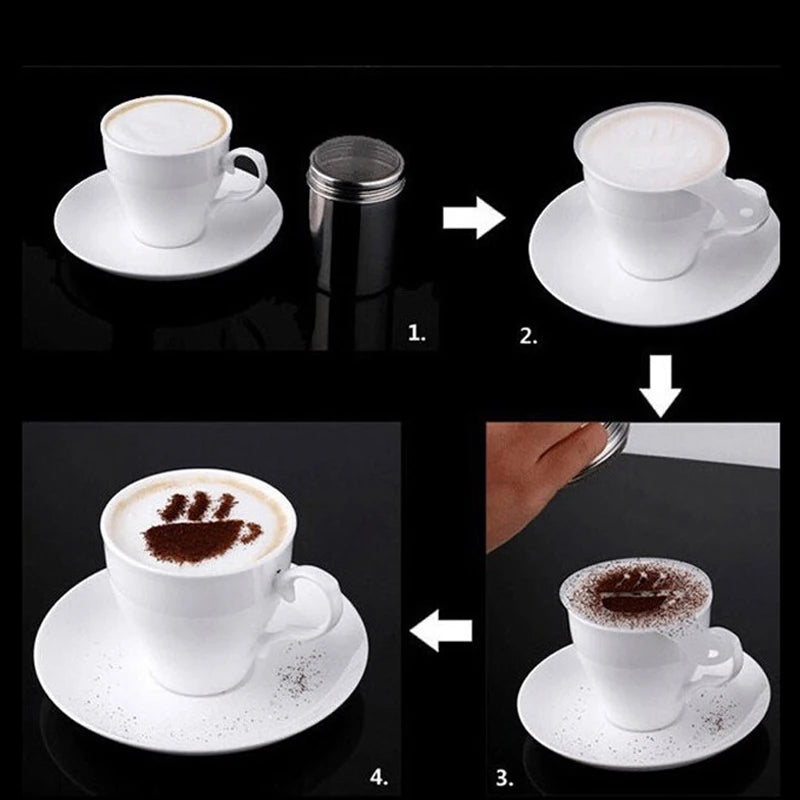 Cappuccino Mold Fancy Coffee Printing Model Foam Spray Cake Stencils Powdered Sugar Chocolate Cocoa Coffee Accessories