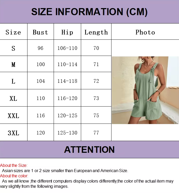 Fashion Women'S Jumpsuit Summer 2024 Strappy Sleeveless Casual Loose Solid with Pockets Short Overalls Office Ladies Streetwear