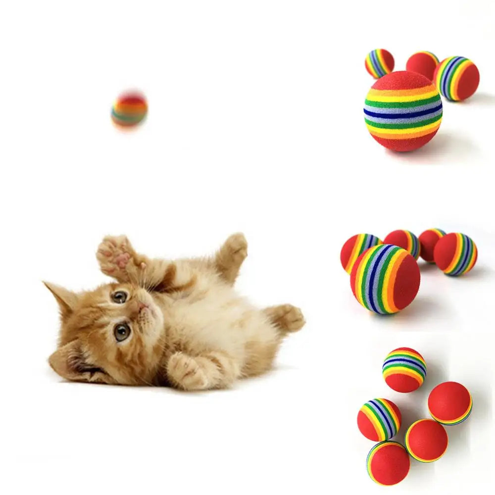 Boule de jouet colorée pour chat, jouets interactifs, hochet à mâcher, à gratter, balle en mousse naturelle, formation, fournitures pour animaux de compagnie