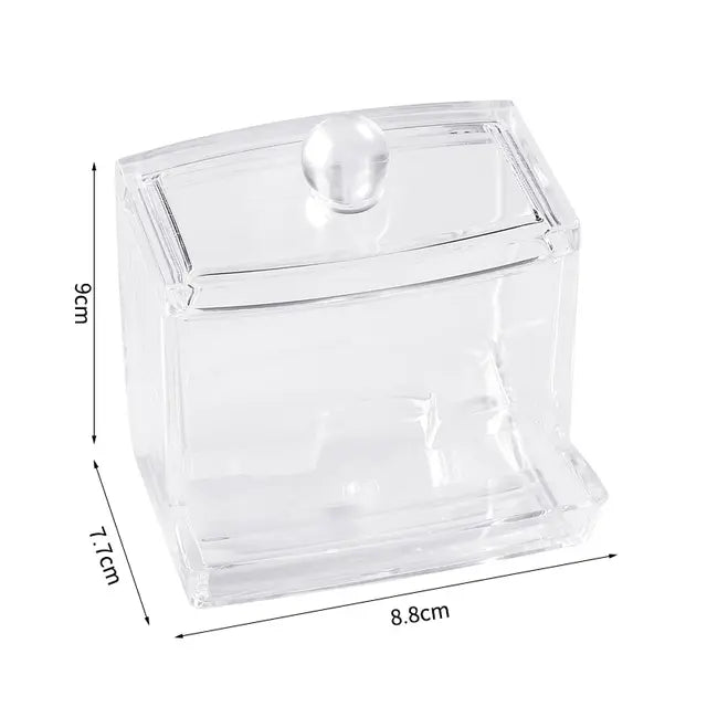 Caja de almacenamiento de bastoncillos de algodón con tapa, recipiente transparente acrílico de gran capacidad para baño, dispensador de tarros