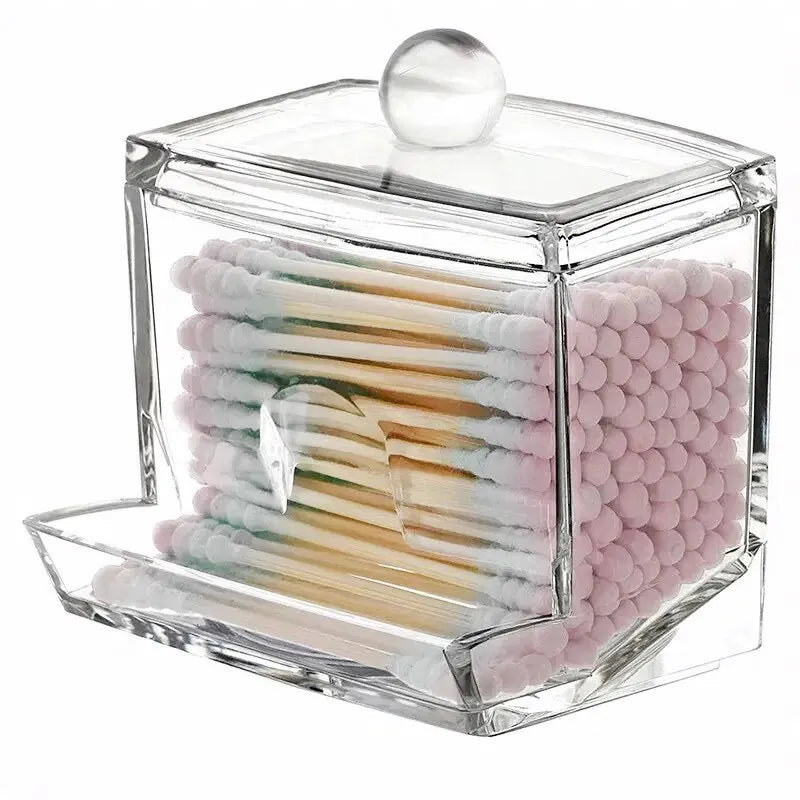 Boîte de rangement de boules de coton-tige avec couvercle, grande capacité, salle de bains, récipient Transparent en acrylique, distributeur de pots