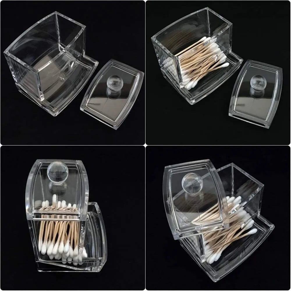 Cotton Swab Ball Storage Box With Lid Large Capacity Bathroom Acrylic Transparent Container Jar Dispenser