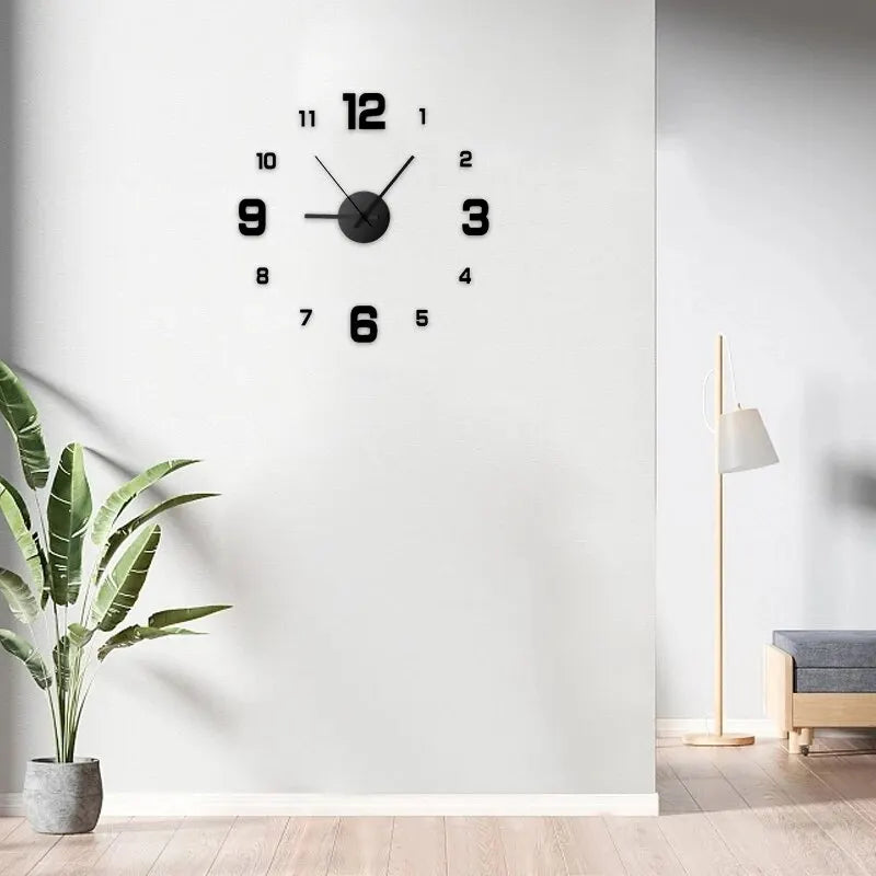 Horloge murale créative sans cadre, autocollant mural DIY