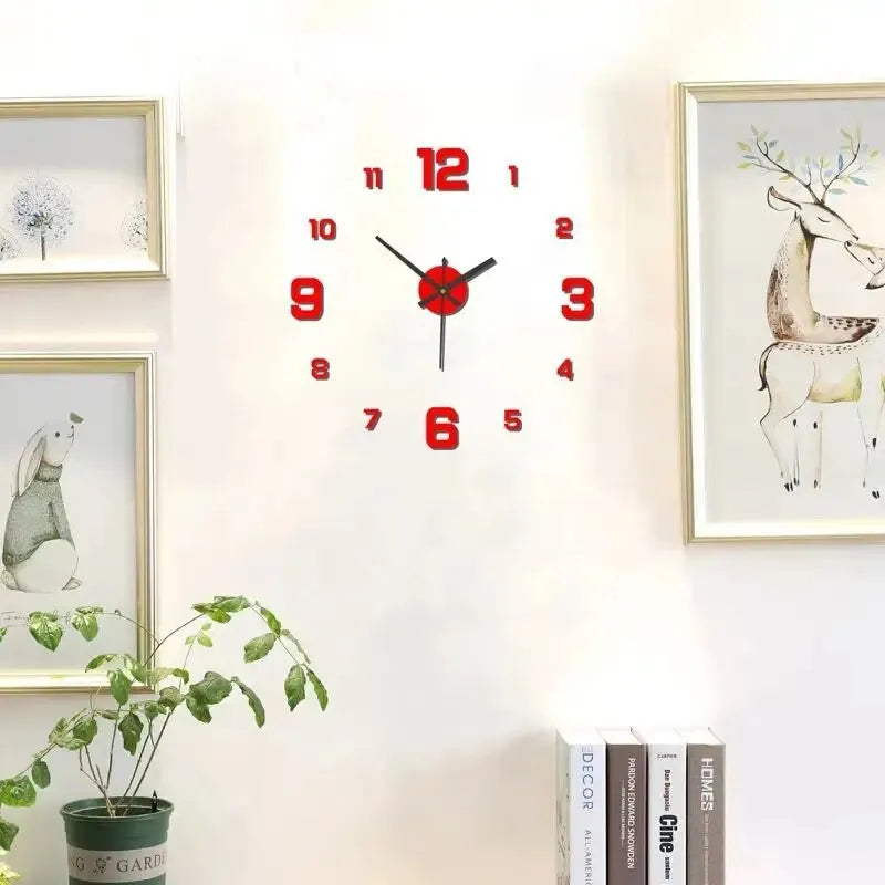 Horloge murale créative sans cadre, autocollant mural DIY