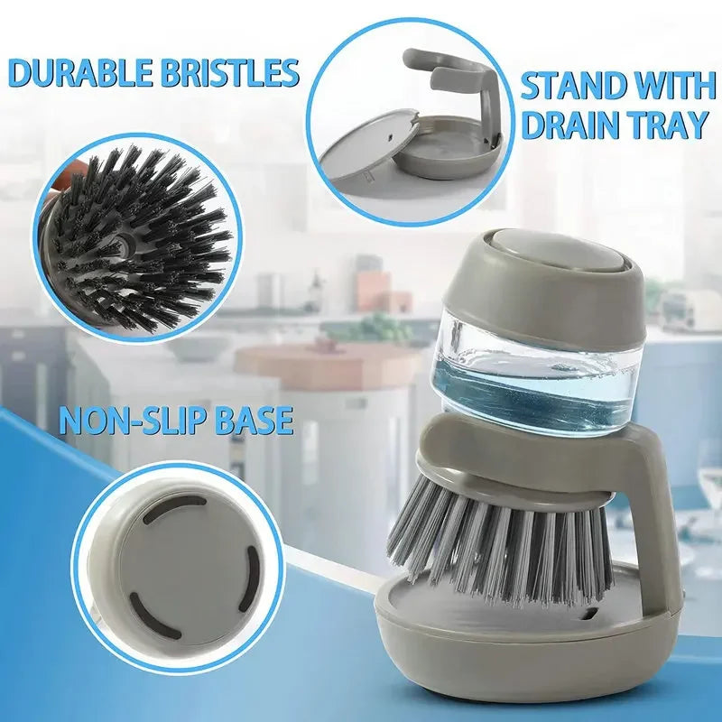 Dishwashing Brush with Soap Dispenser Household Soap Dispenser Dishwashing Brush Kitchen Dishwashing Brush with Holder