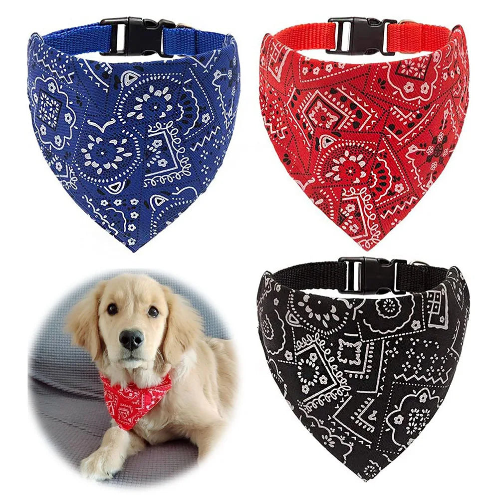 Dog Bandana Collar Scarf Adj Handkerchief for Puppy and Cat S M L Size Dogs