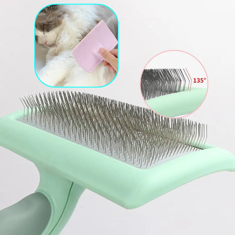 Brosse pour chien en acier inoxydable, peignes pour chiens, Massage, toilettage pour chiens, épilateur de poils d'animaux, outils de nettoyage, poignée souple, peigne pour chat