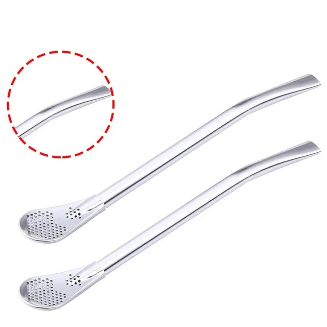 Drinking Straw Filter Handmade Stainless Steel Drinking Straw Spoon Tea Filter Grass Matte Tea Straws Bulb Pumpkin Reusable Tea