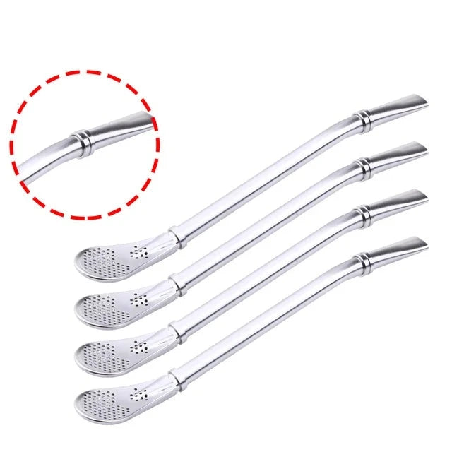 Drinking Straw Filter Handmade Stainless Steel Drinking Straw Spoon Tea Filter Grass Matte Tea Straws Bulb Pumpkin Reusable Tea