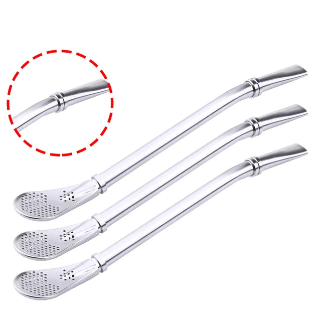 Drinking Straw Filter Handmade Stainless Steel Drinking Straw Spoon Tea Filter Grass Matte Tea Straws Bulb Pumpkin Reusable Tea