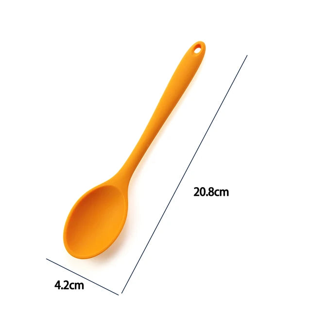 For Better Life 1Pc Soft Silicone Spoon Stirring  Long Handle Tableware Cooking Utensils Ladle Kitchen Accessories