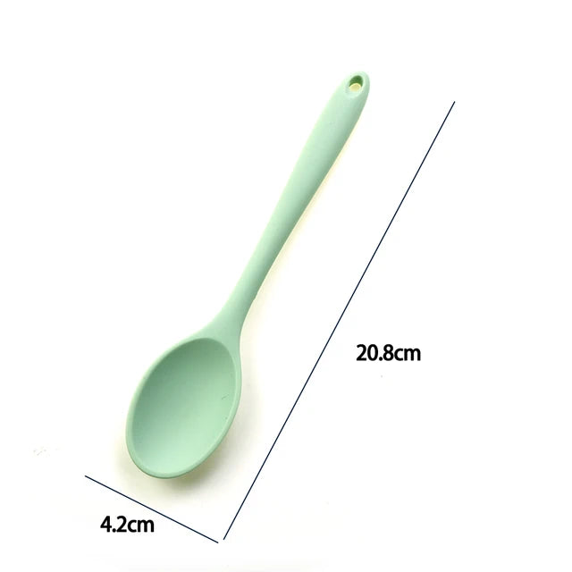 For Better Life 1Pc Soft Silicone Spoon Stirring  Long Handle Tableware Cooking Utensils Ladle Kitchen Accessories