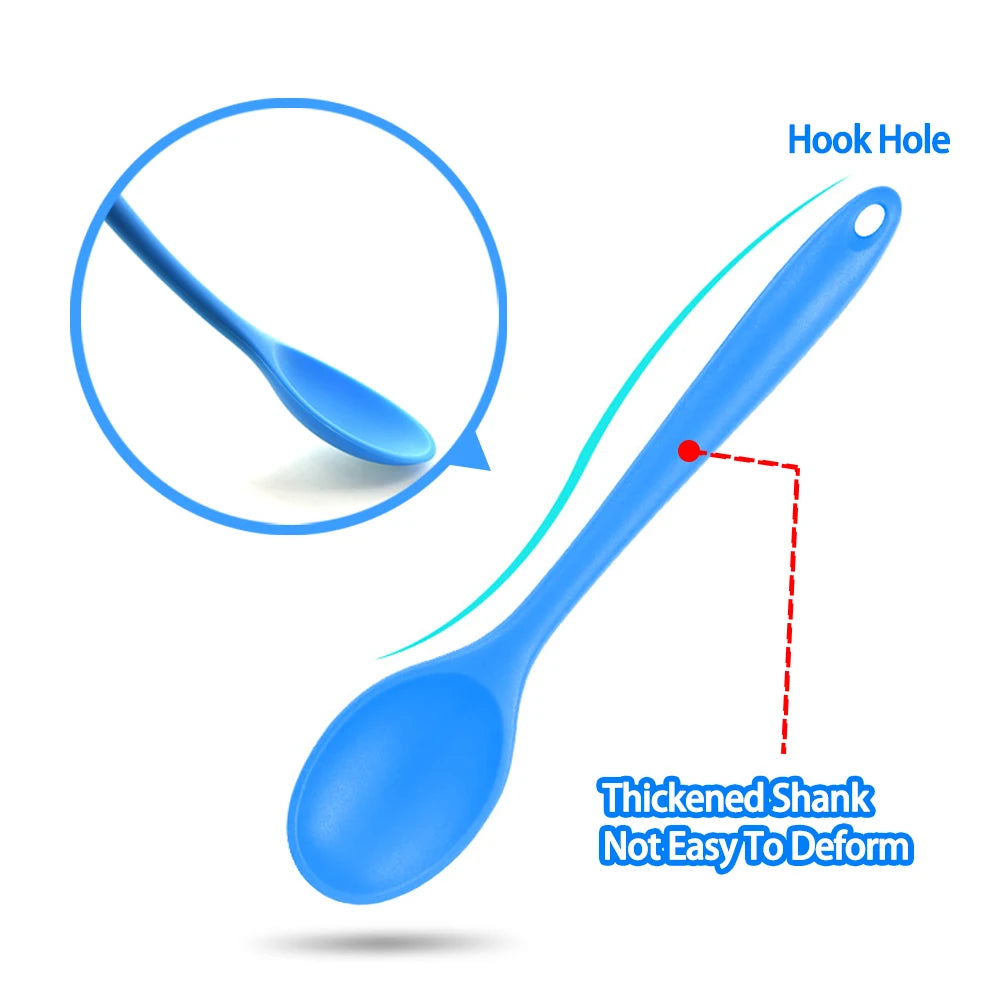 For Better Life 1Pc Soft Silicone Spoon Stirring  Long Handle Tableware Cooking Utensils Ladle Kitchen Accessories