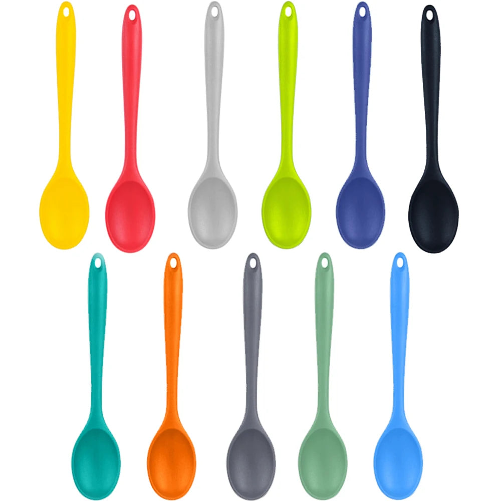 For Better Life 1Pc Soft Silicone Spoon Stirring  Long Handle Tableware Cooking Utensils Ladle Kitchen Accessories