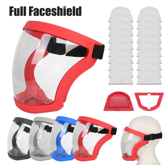 Full Face Shield Oil-splash Proof Mask Protection Face Cover With Filters Motorcycle Bicycle Cycling Dusting Mask Kitchen Tool