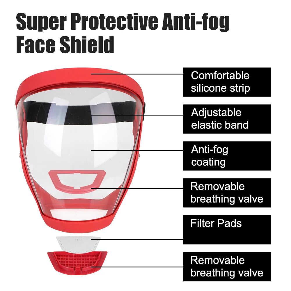 Full Face Shield Oil-splash Proof Mask Protection Face Cover With Filters Motorcycle Bicycle Cycling Dusting Mask Kitchen Tool