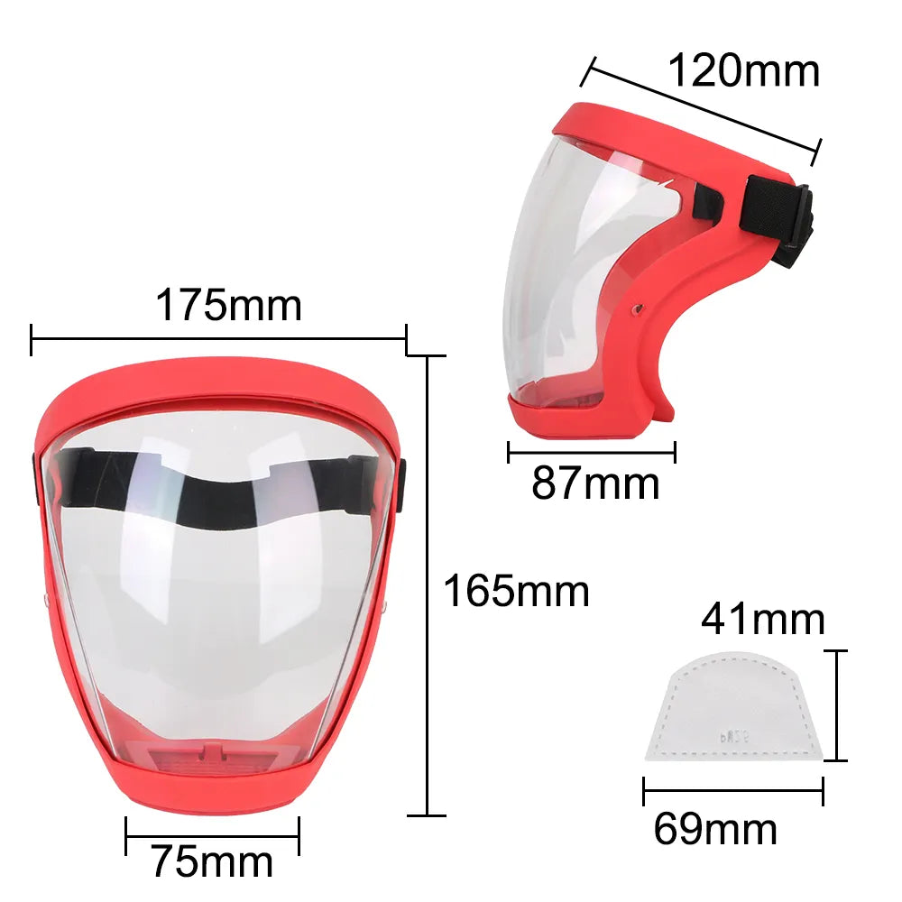 Máscara de protección facial completa a prueba de salpicaduras de aceite, cubierta facial de protección con filtros, máscara antipolvo para ciclismo y motocicleta, herramienta de cocina