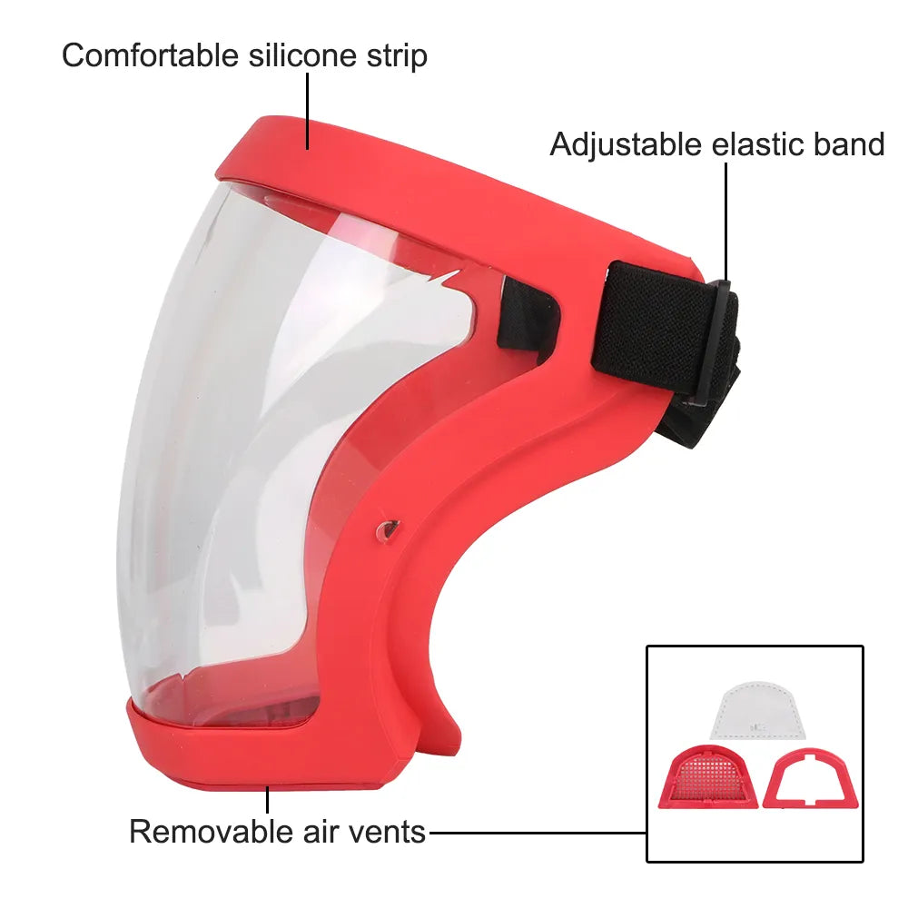 Máscara de protección facial completa a prueba de salpicaduras de aceite, cubierta facial de protección con filtros, máscara antipolvo para ciclismo y motocicleta, herramienta de cocina