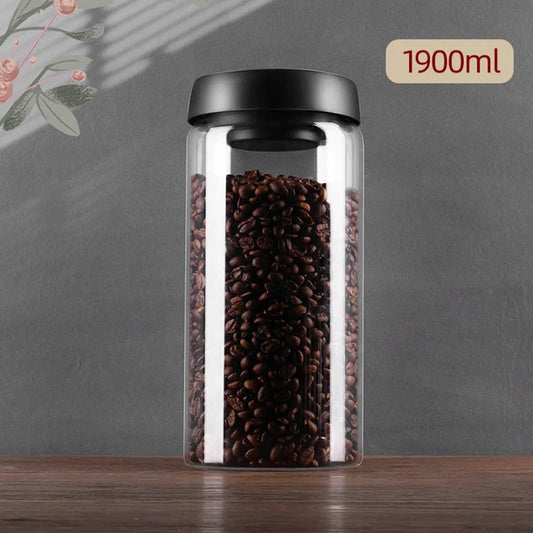 GIANXI Vacuum Sealed Jug Coffee Beans Glass Airtight Canister Food Grains Candy Keep Fresh Storage Jar Kitchen Accessories