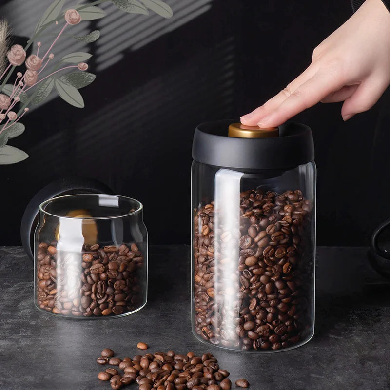 GIANXI Vacuum Sealed Jug Coffee Beans Glass Airtight Canister Food Grains Candy Keep Fresh Storage Jar Kitchen Accessories