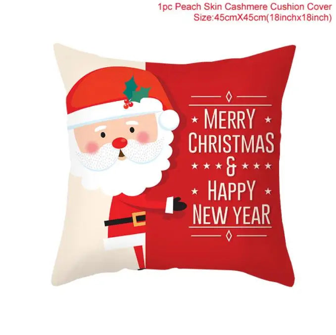 Santa Claus Cushion Cover Decoration for Home 2024 Gift Ornaments New Year 2025