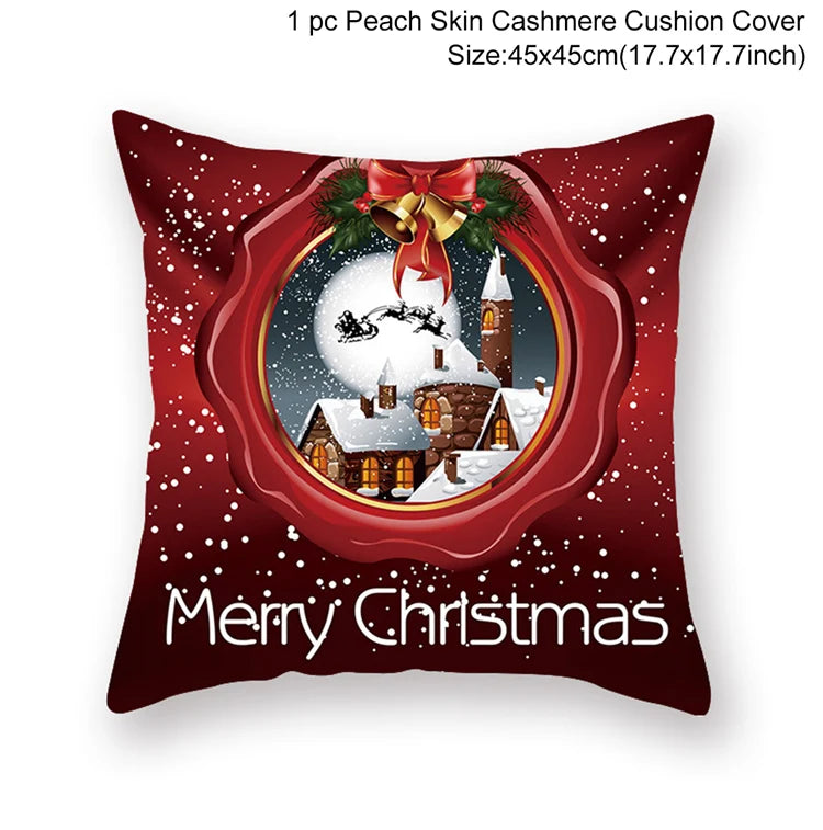 Santa Claus Cushion Cover Decoration for Home 2024 Gift Ornaments New Year 2025