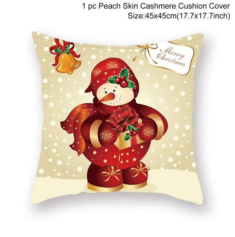 Santa Claus Cushion Cover Decoration for Home 2024 Gift Ornaments New Year 2025