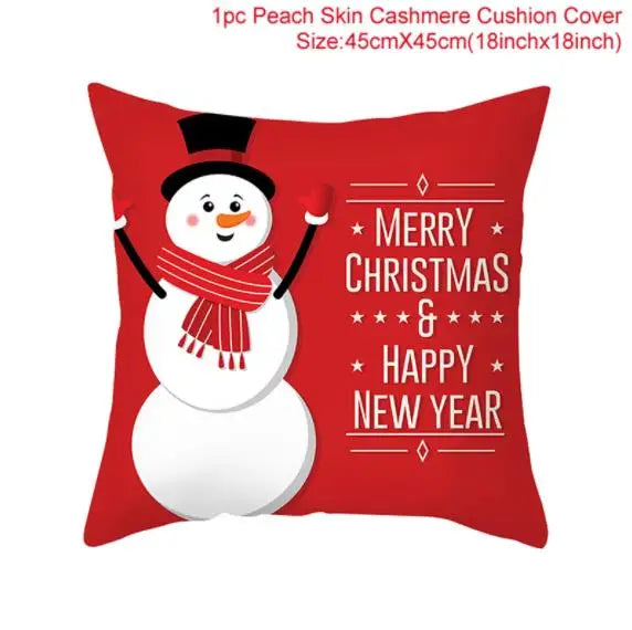 Santa Claus Cushion Cover Decoration for Home 2024 Gift Ornaments New Year 2025