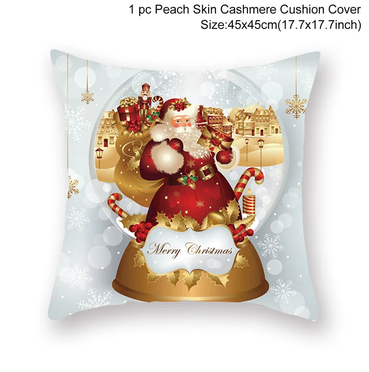 Santa Claus Cushion Cover Decoration for Home 2024 Gift Ornaments New Year 2025