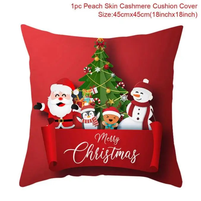 Santa Claus Cushion Cover Decoration for Home 2024 Gift Ornaments New Year 2025