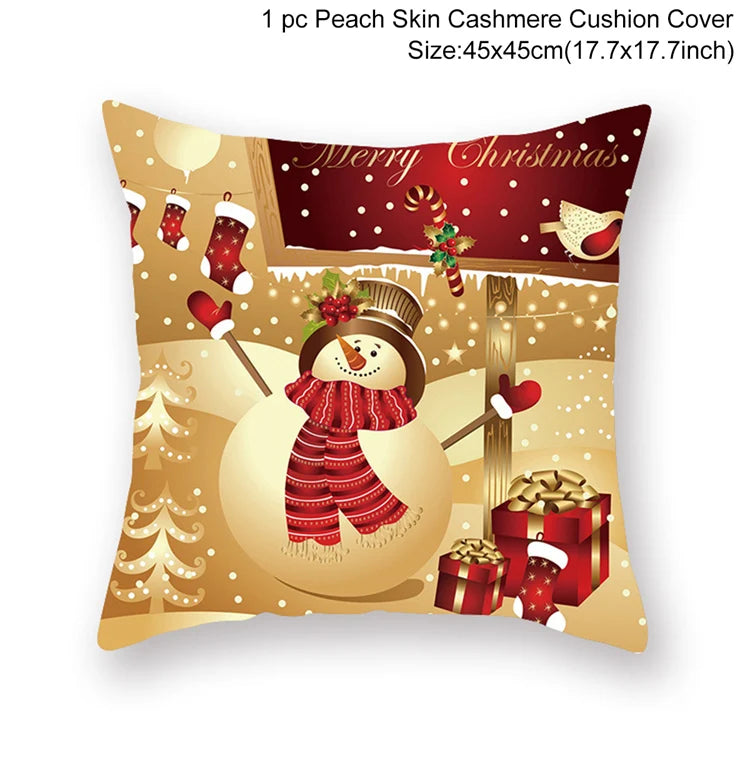 Santa Claus Cushion Cover Decoration for Home 2024 Gift Ornaments New Year 2025