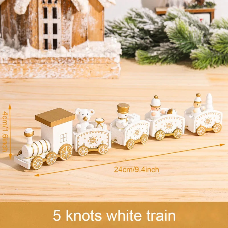 Christmas Wooden Train Merry Christmas Decoration for Home 2024 Christmas Ornaments Navidad Xmas Gift New Year 2025