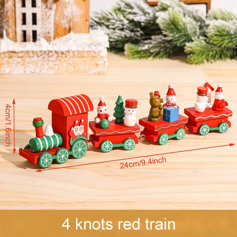 Christmas Wooden Train Merry Christmas Decoration for Home 2024 Christmas Ornaments Navidad Xmas Gift New Year 2025