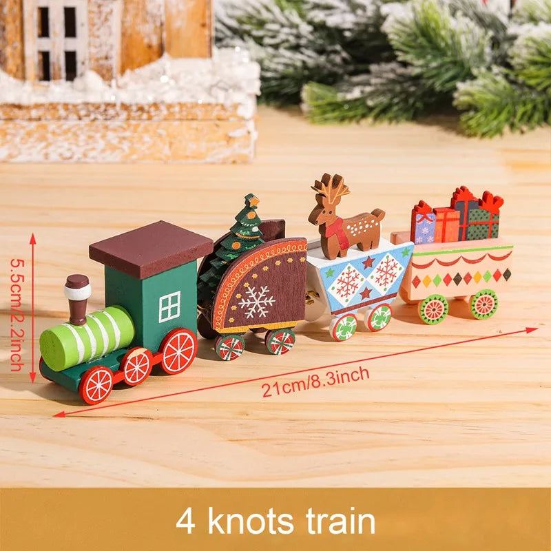 Christmas Wooden Train Merry Christmas Decoration for Home 2024 Christmas Ornaments Navidad Xmas Gift New Year 2025