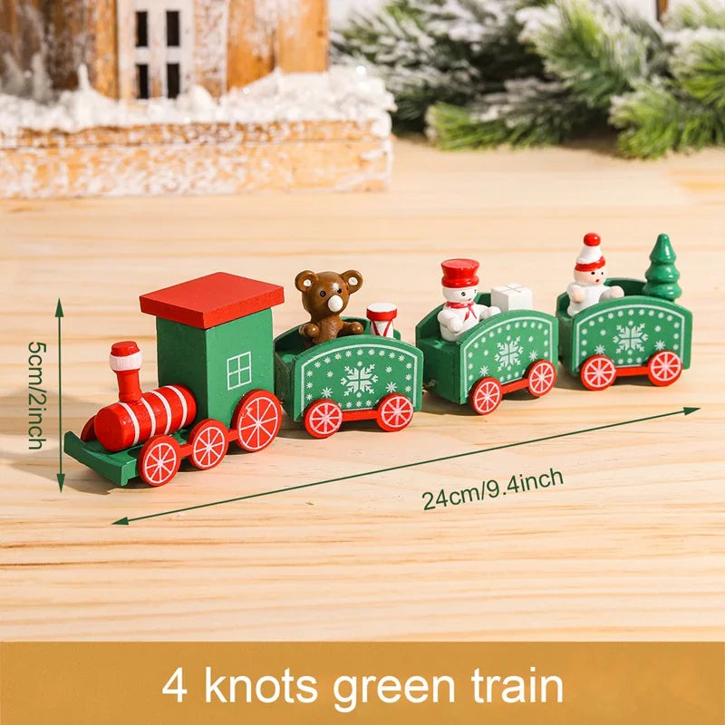 Christmas Wooden Train Merry Christmas Decoration for Home 2024 Christmas Ornaments Navidad Xmas Gift New Year 2025