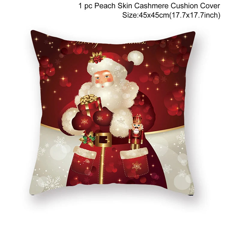 Santa Claus Cushion Cover Decoration for Home 2024 Gift Ornaments New Year 2025