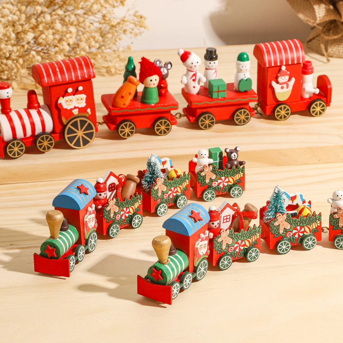 Christmas Wooden Train Merry Christmas Decoration for Home 2024 Christmas Ornaments Navidad Xmas Gift New Year 2025