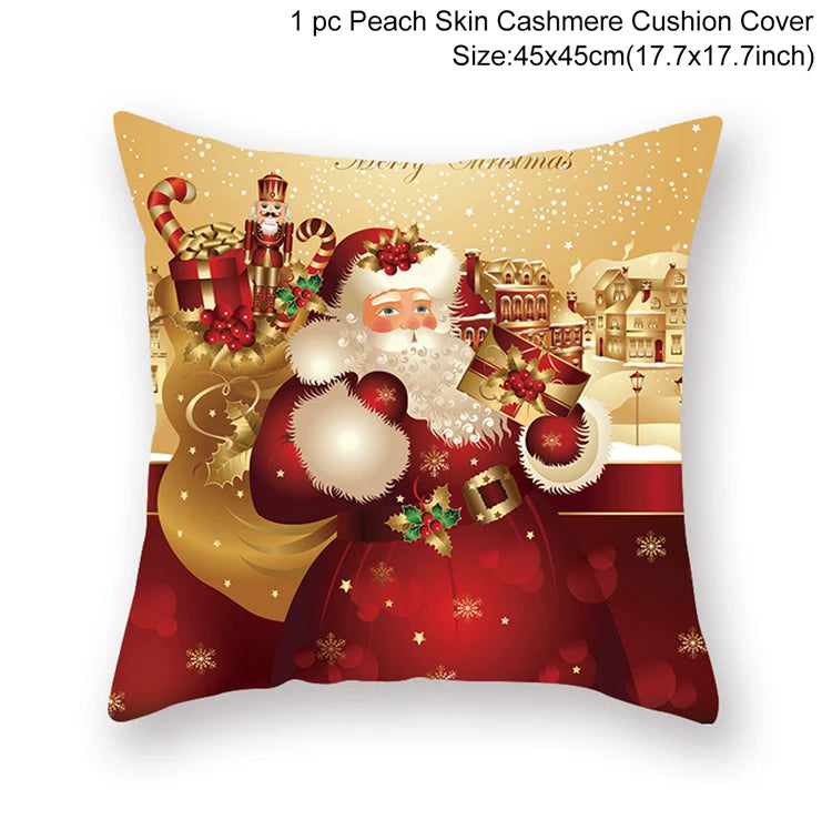 Santa Claus Cushion Cover Decoration for Home 2024 Gift Ornaments New Year 2025