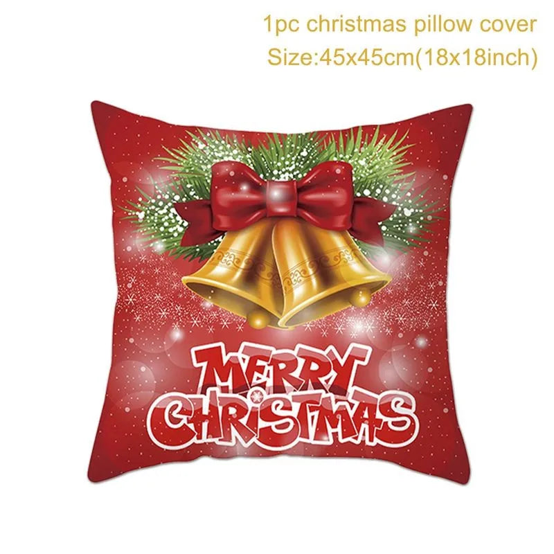 Santa Claus Cushion Cover Decoration for Home 2024 Gift Ornaments New Year 2025