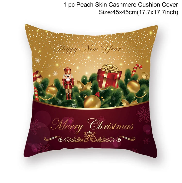 Santa Claus Cushion Cover Decoration for Home 2024 Gift Ornaments New Year 2025