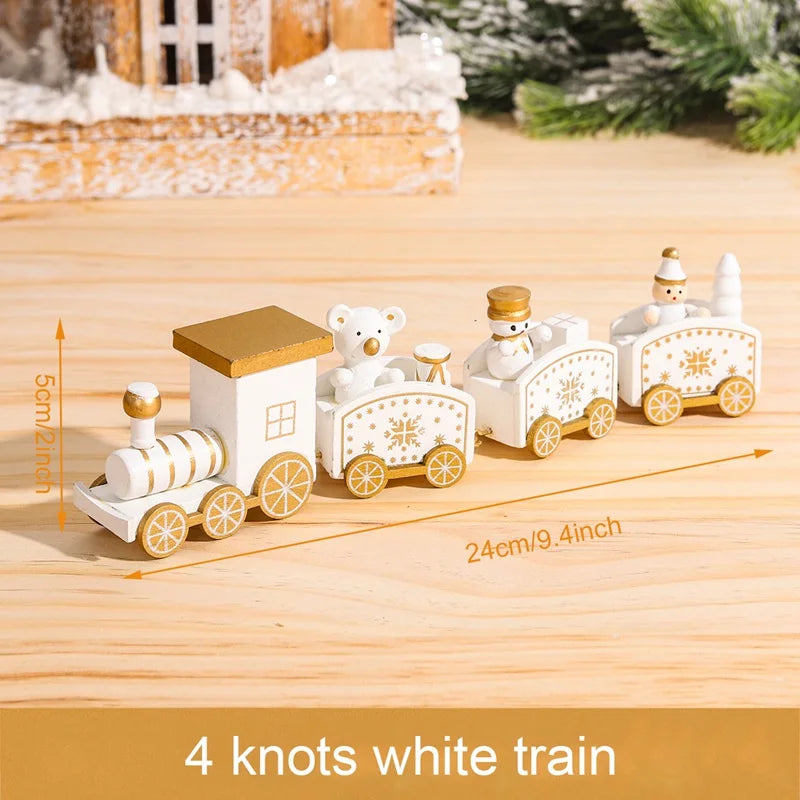 Christmas Wooden Train Merry Christmas Decoration for Home 2024 Christmas Ornaments Navidad Xmas Gift New Year 2025