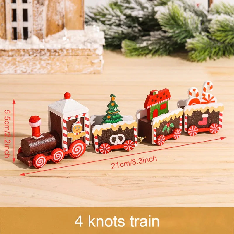 Christmas Wooden Train Merry Christmas Decoration for Home 2024 Christmas Ornaments Navidad Xmas Gift New Year 2025