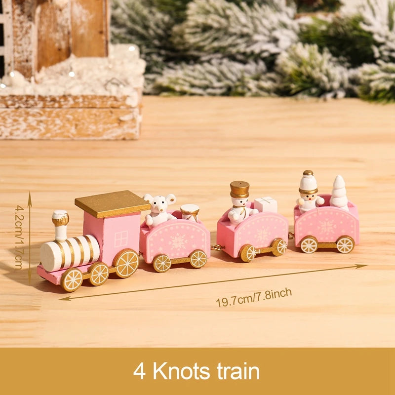 Christmas Wooden Train Merry Christmas Decoration for Home 2024 Christmas Ornaments Navidad Xmas Gift New Year 2025