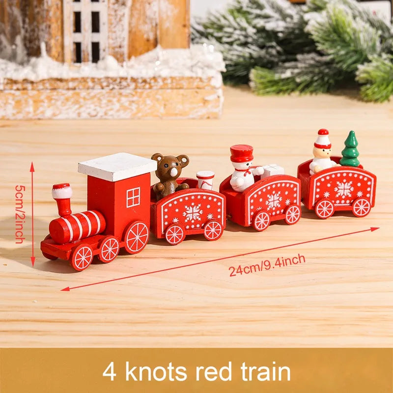 Christmas Wooden Train Merry Christmas Decoration for Home 2024 Christmas Ornaments Navidad Xmas Gift New Year 2025