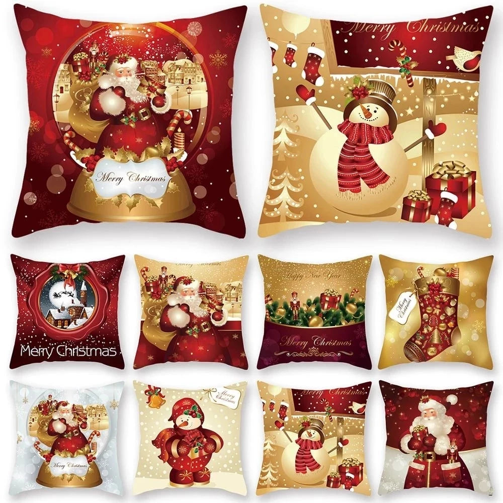 Santa Claus Cushion Cover Decoration for Home 2024 Gift Ornaments New Year 2025