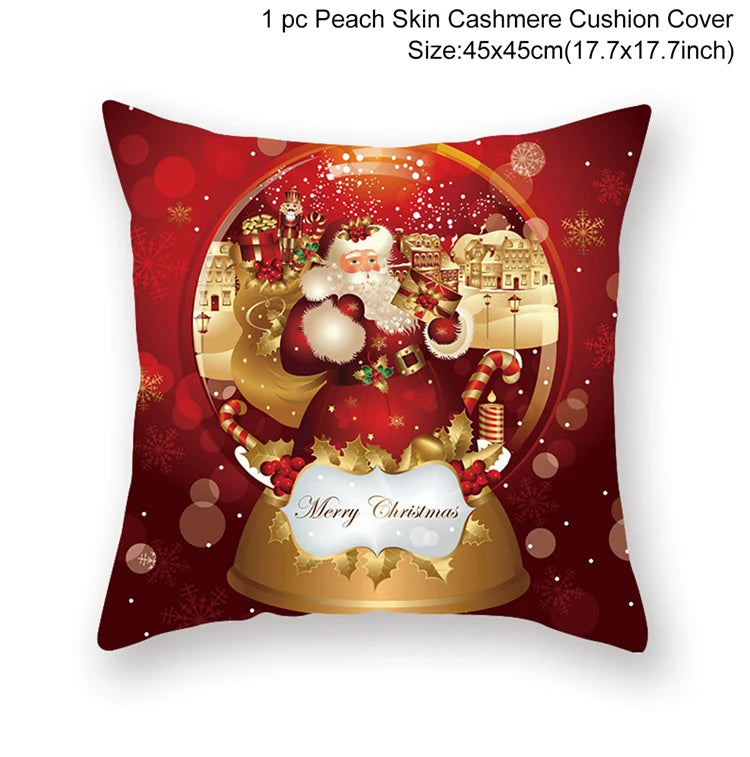 Santa Claus Cushion Cover Decoration for Home 2024 Gift Ornaments New Year 2025