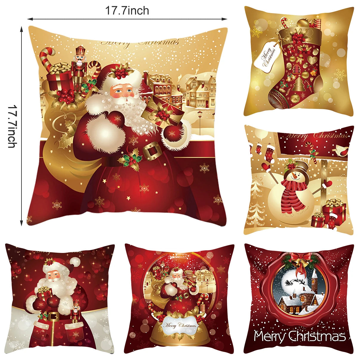 Santa Claus Cushion Cover Decoration for Home 2024 Gift Ornaments New Year 2025