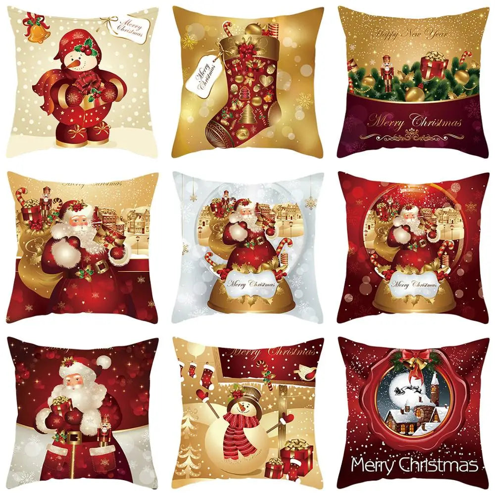 Santa Claus Cushion Cover Decoration for Home 2024 Gift Ornaments New Year 2025