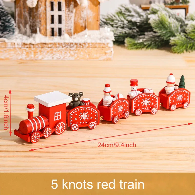 Christmas Wooden Train Merry Christmas Decoration for Home 2024 Christmas Ornaments Navidad Xmas Gift New Year 2025