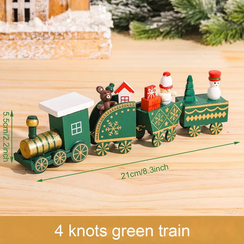 Christmas Wooden Train Merry Christmas Decoration for Home 2024 Christmas Ornaments Navidad Xmas Gift New Year 2025